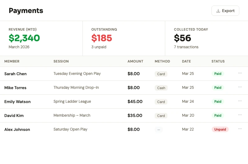 PickleDash Payments & Billing screenshot